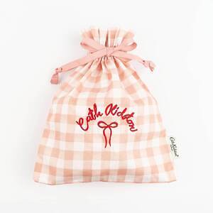 キャス キッドソン“手書き”のギンガムチェック雑貨、結べるリボン付きトートバッグ＆ポーチ｜写真14