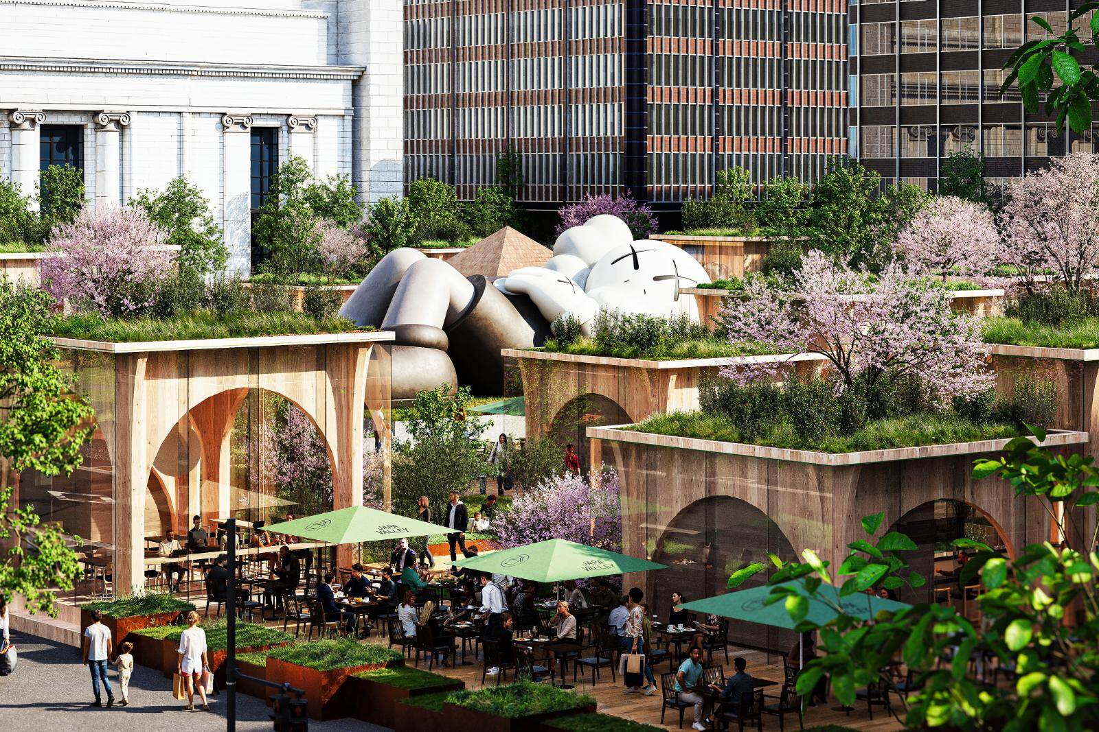 「ユウラクチョウパーク」有楽町駅前に新施設、ファレル＆NIGO参画のKAWSアート展示や商業空間