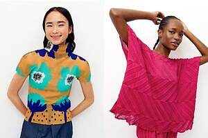 ミー イッセイ ミヤケ”植物の芽吹き”描く半袖トップ＆ジグザグシースルーウェア