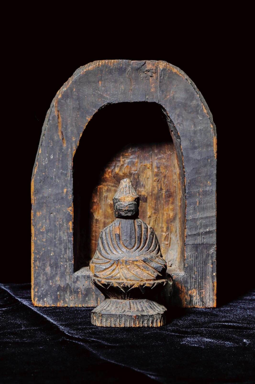 円空仏　仏像　木彫り 仏像 円空仏 木彫 不動明王坐像（高さ：35cm ）【受注制作：納期