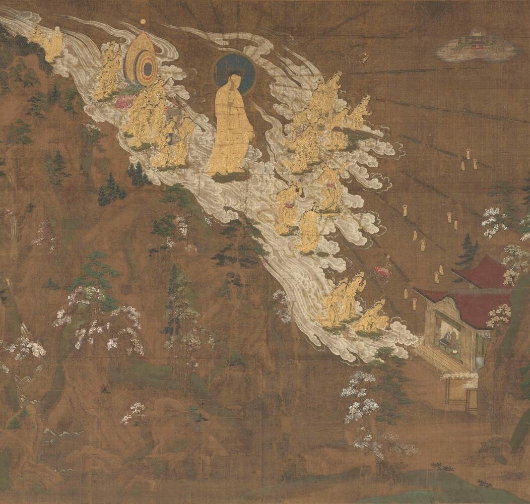 国宝 《阿弥陀二十五菩薩来迎図(早来迎)》 鎌倉時代 14世紀 京都・知恩院 ［前期展示］