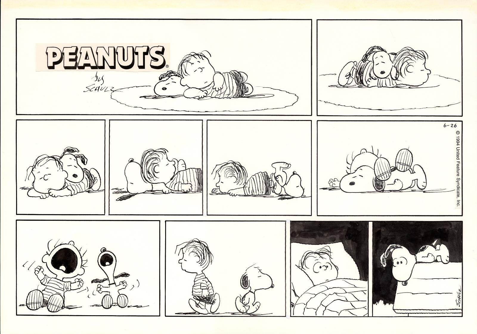 「昼寝の代償」 「ピーナッツ」原画 1994年6月26日 ©︎ Peanuts Worldwide LLC