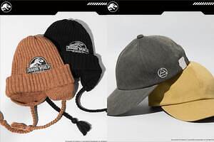 カシラ×映画『ジュラシック・ワールド』T-レックスロゴのミリタリーキャップ＆耳付きニット帽