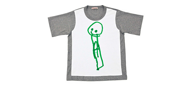 マルニから、世界の子供がデザインした限定Tシャツ&ブローチ - 売上を 日本価格 MARNI 花柄 デザイン tシャツ Tシャツ/カットソー(半袖/袖なし)
