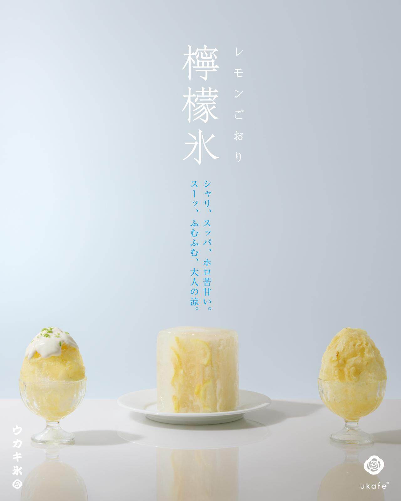 「ウカキ氷」 左) レギュラー(石垣島レモンクリーム) イートイン 1,650円、テイクアウト 1,620円 右) ヴィーガン(甜菜糖シロップ) イートイン 1,320円、テイクアウト 1,296円 