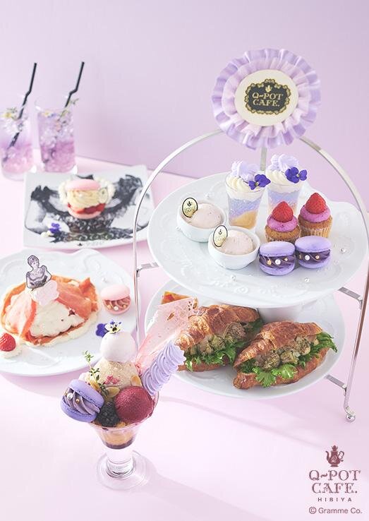 Q-pot CAFE.2号店が東京・日比谷に、“劇場”テーマのすみれ色アフタヌーンティー＆パフェ｜写真1