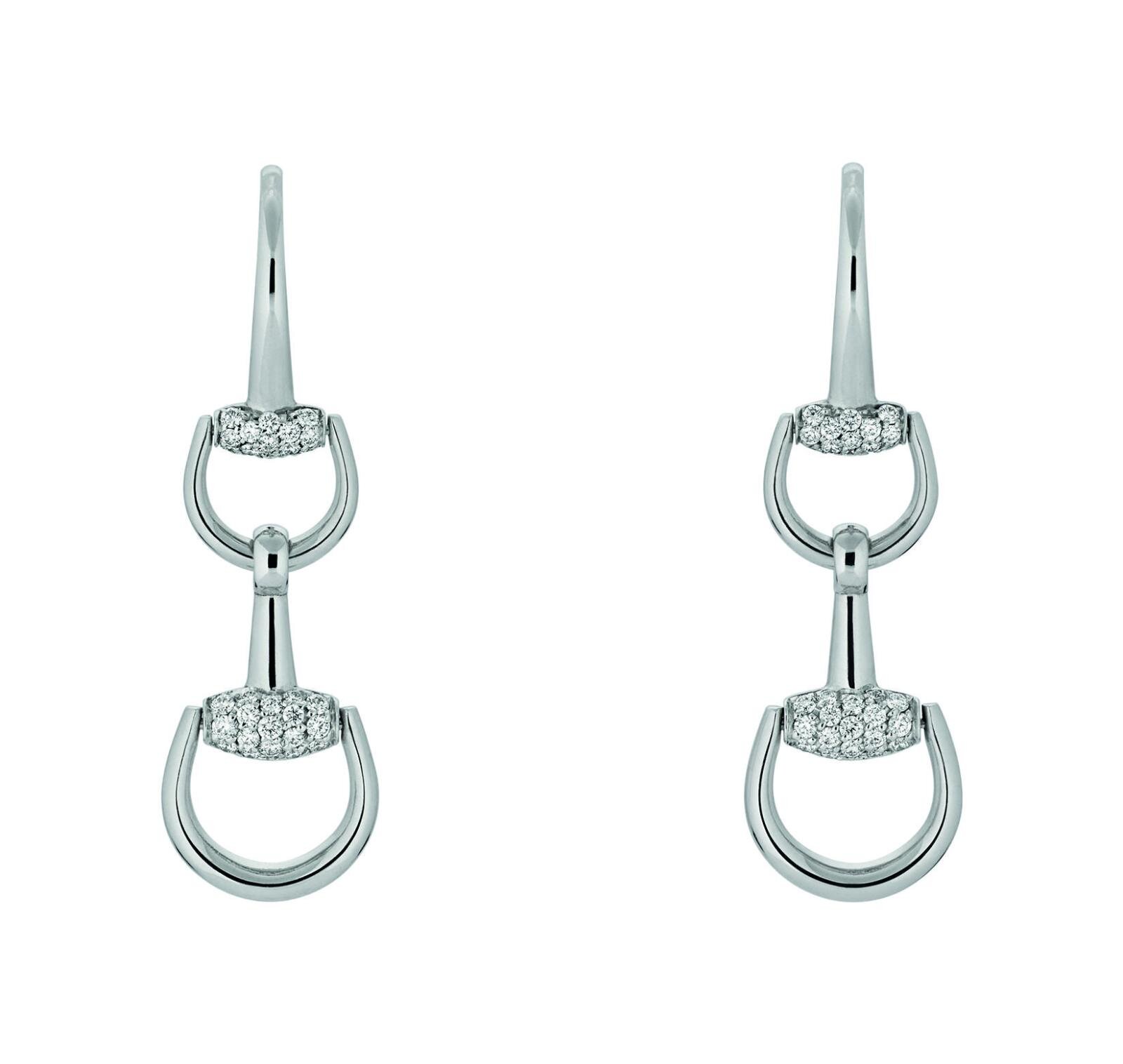 25新作 グッチ ホースビット 18K ダイヤモンド ドロップピアス グッチ ホースビット〕18K ダイヤモンド ドロップピアス18K