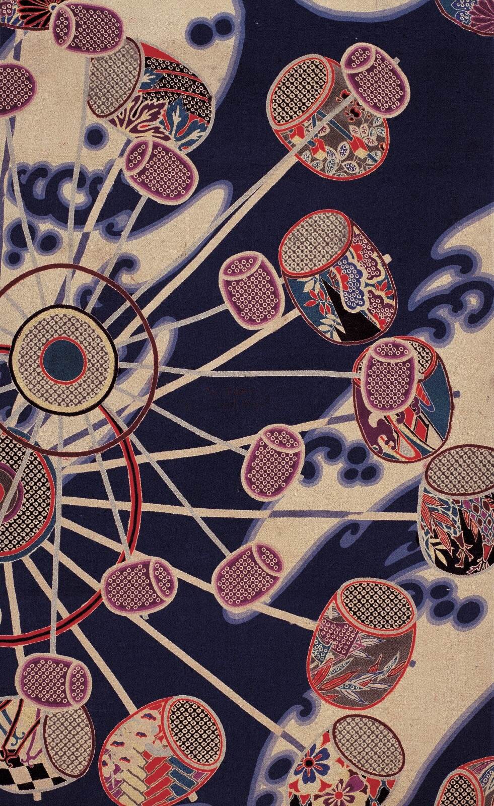 友禅染裂 波に水車 1904年