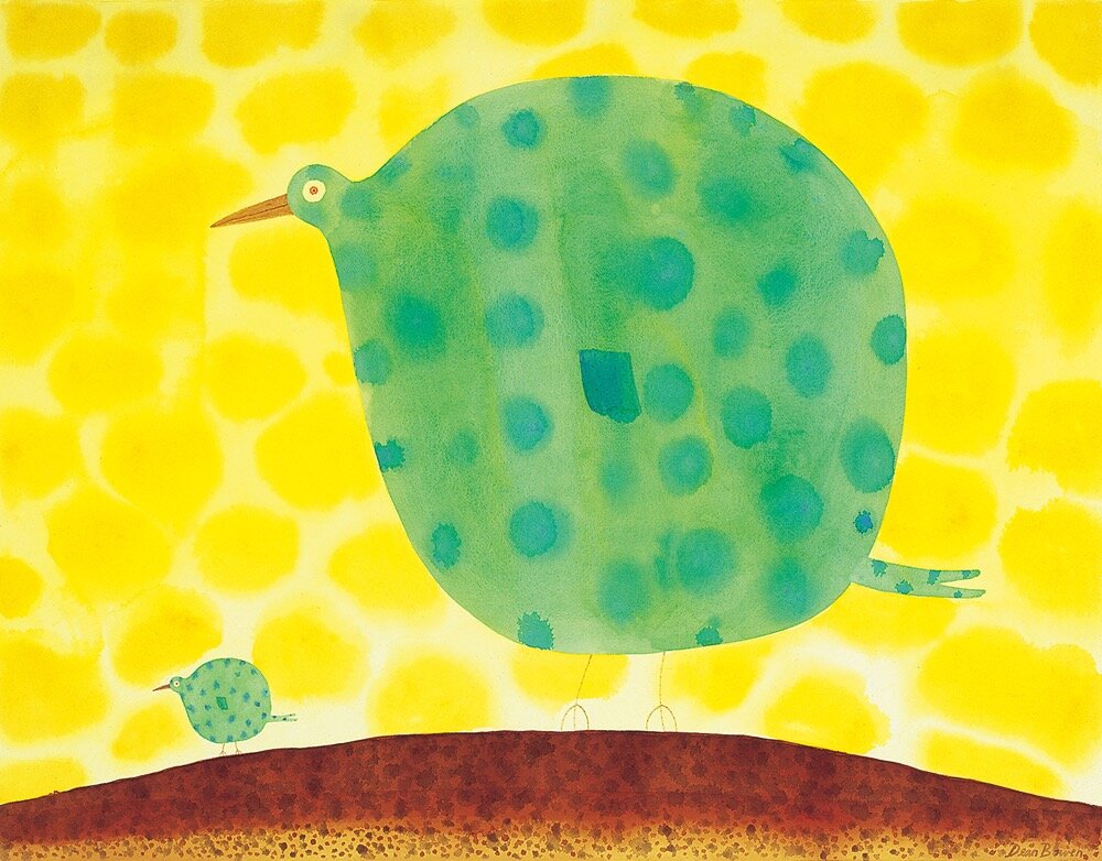 ディーン・ボーエン 《鳥の親子》 2007年 水彩、紙 作家蔵