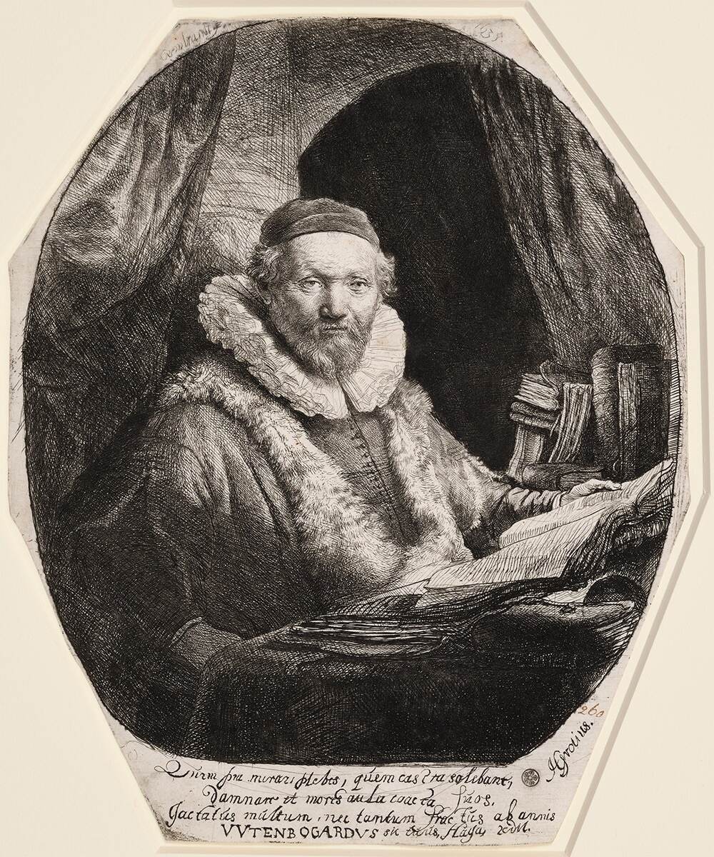 レンブラント・ファン・レイン 《アルミニウス派説教師 ヤン・アイテンボハールト》 1635年 エッチング、エングレーヴィング 町田市立国際版画美術館蔵