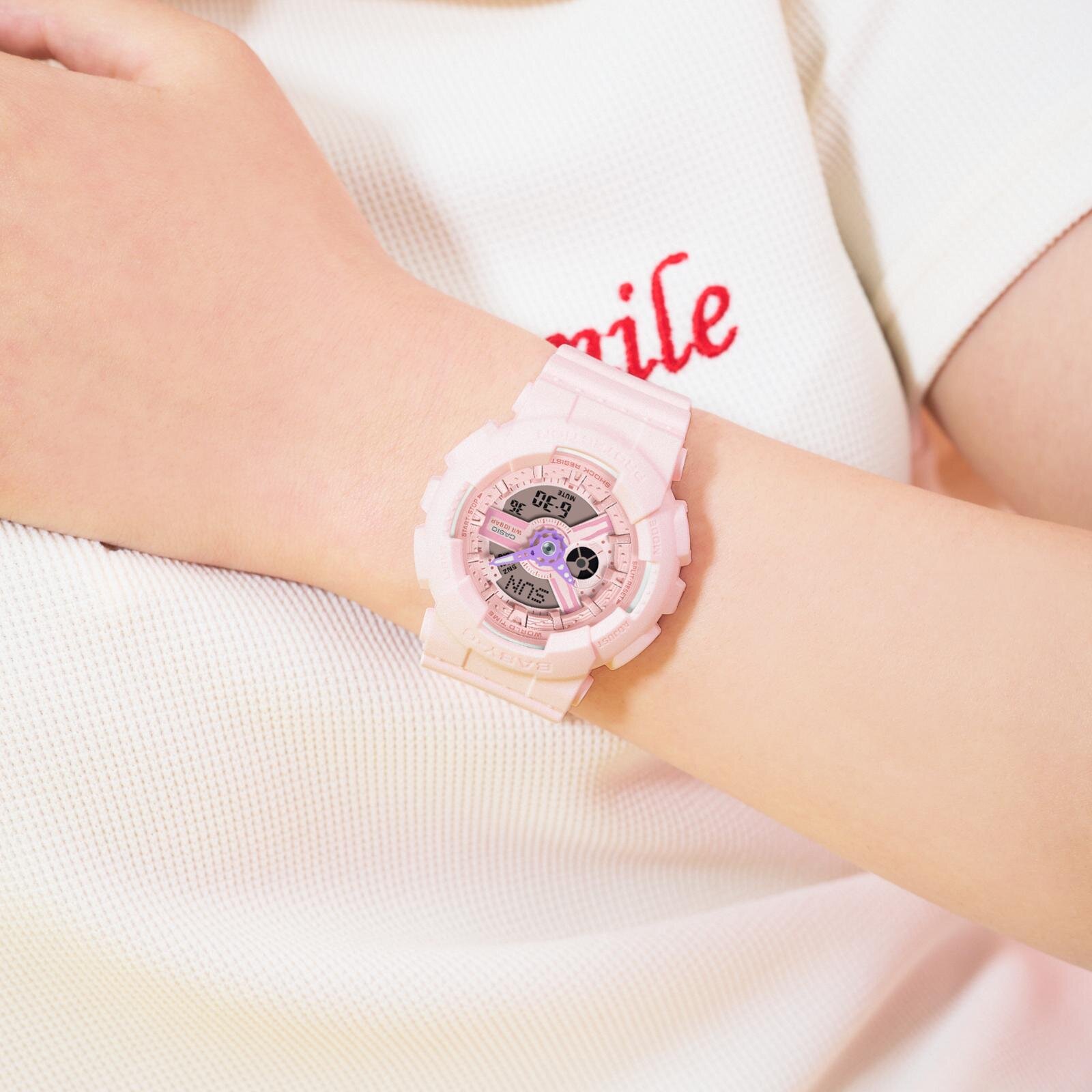 BABY-G“パステルカラー”のデジタル×アナログ腕時計、イエローケースにピンク針｜写真2