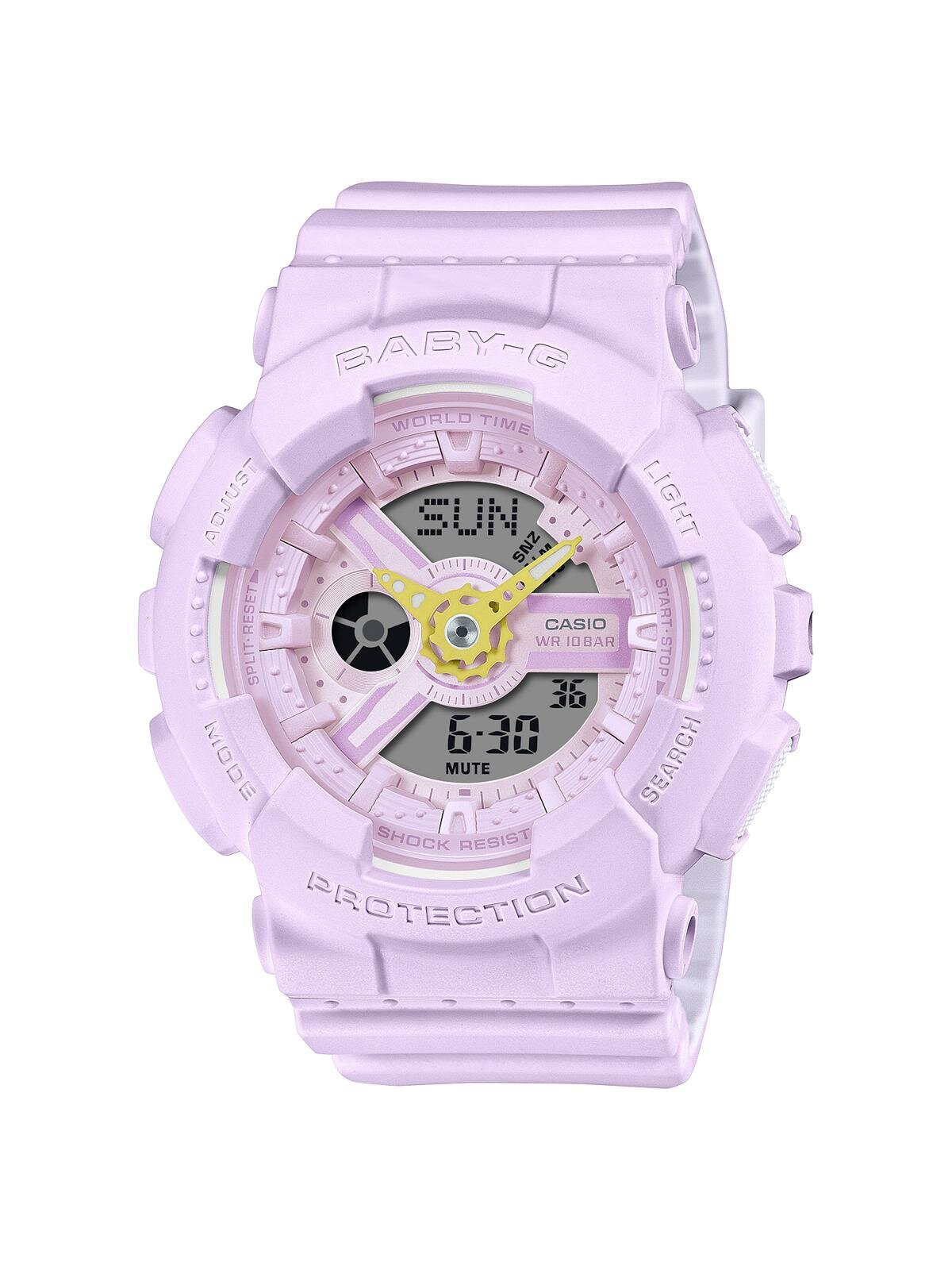 BABY-G“パステルカラー”のデジタル×アナログ腕時計、イエローケースにピンク針｜写真9