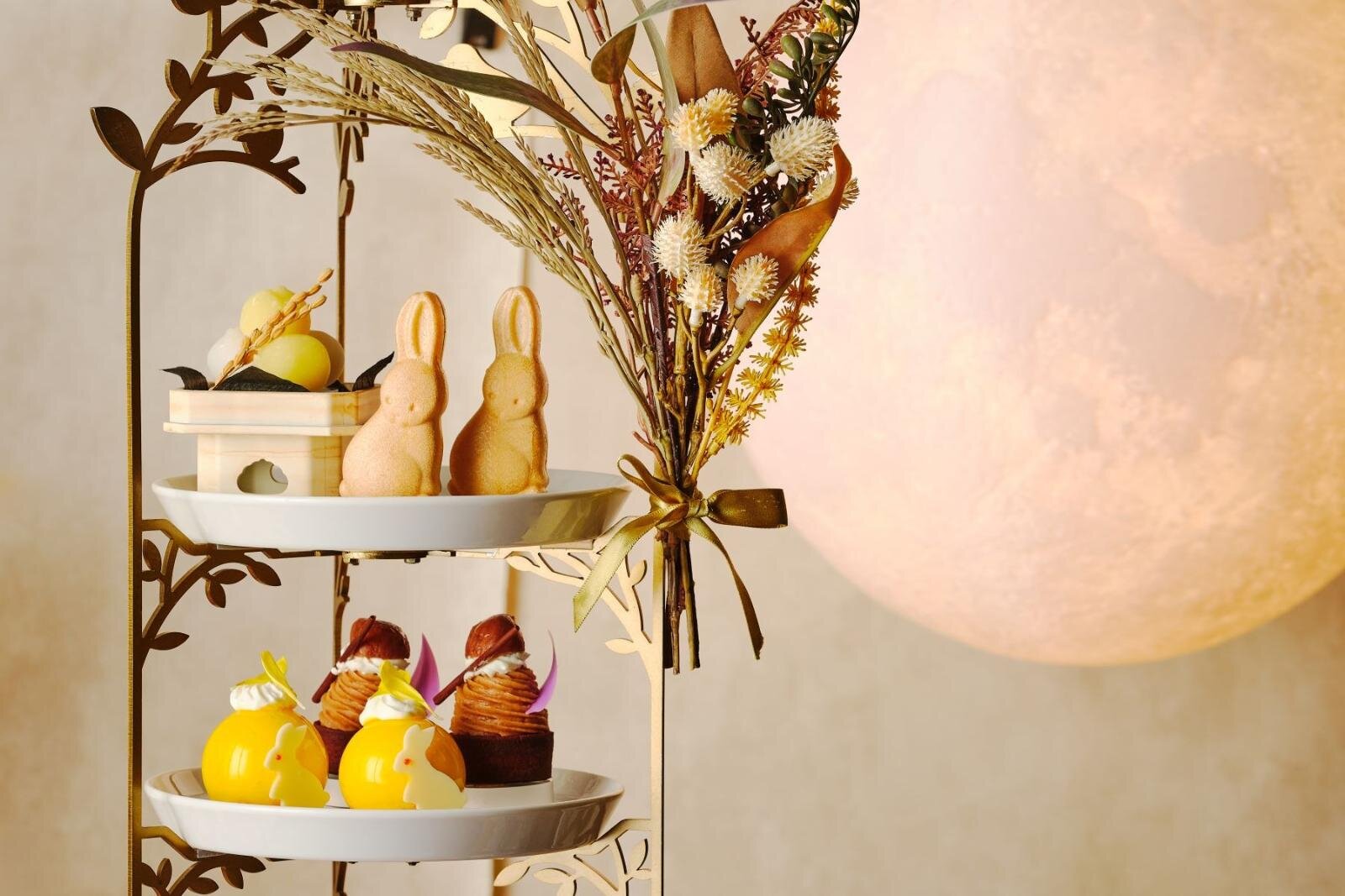 「お月見アフタヌーンティー」うさぎ型最中や満月風柚子ムースなど秋スイーツ、東京や大阪など5都市で