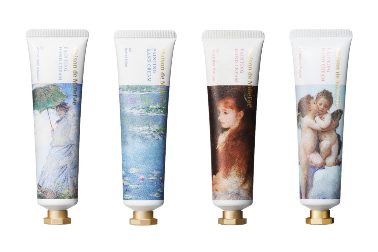 (左から)「絵画ハンドクリーム」01,02,03,04 各1,320円＜新製品＞