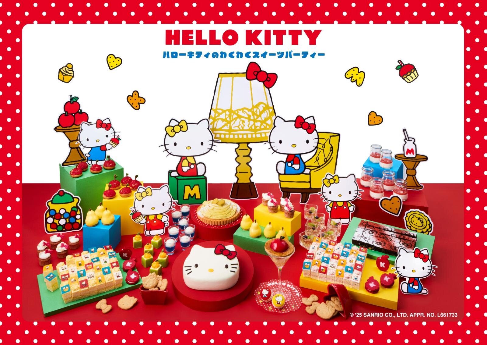 「ハローキティのわくわくスイーツパーティー」 大人 6,800円、7～12歳 3,800円、4～6歳 2,300円※ウェルカムデセールは7歳以上のみ提供※サービス料15％込。