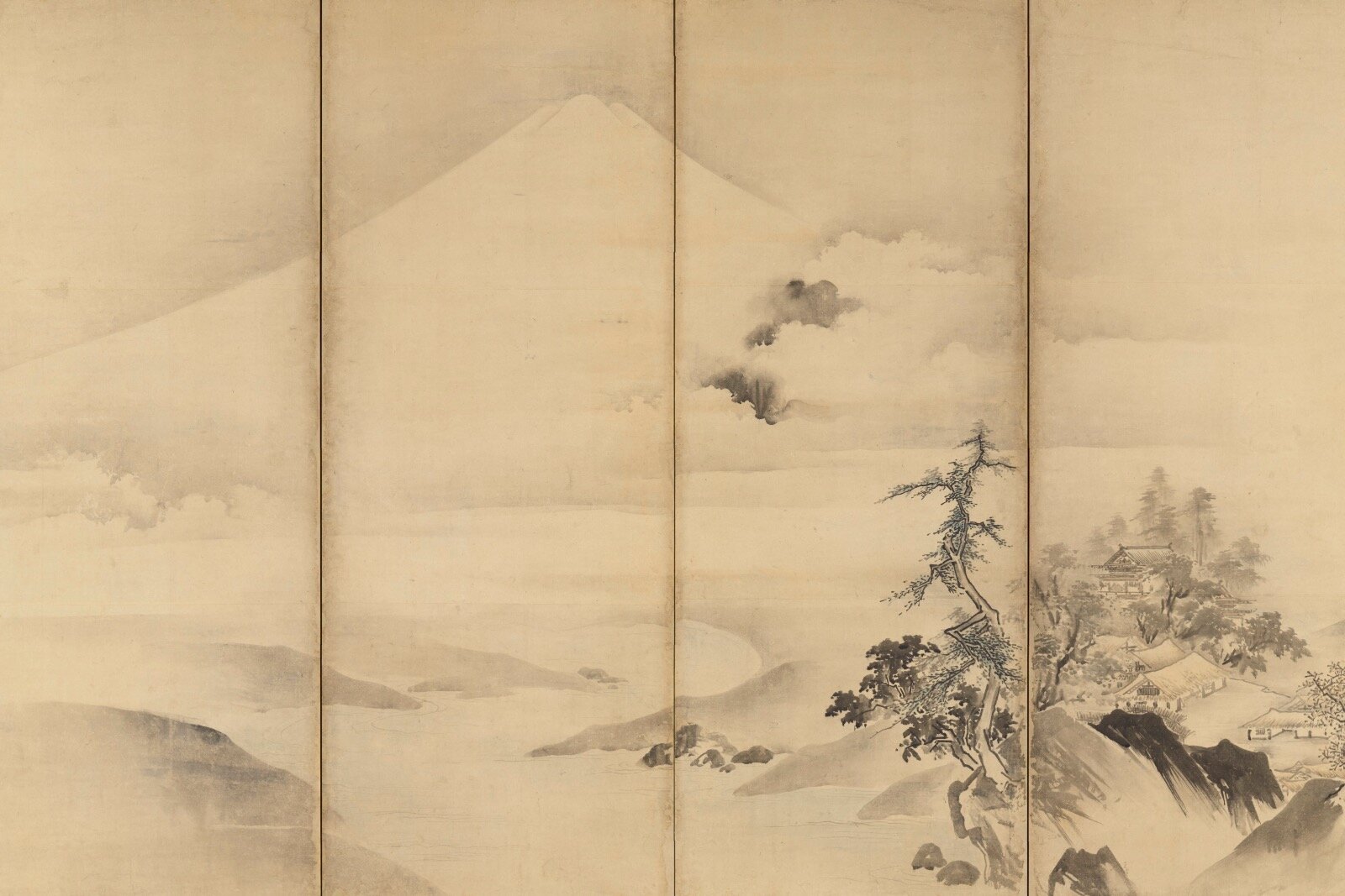 狩野常信「布袋に蘆雁」掛軸 三幅 紙本：江戸幕府 御用絵師 Yahoo!オークション -「狩野常信」(掛軸) (書)の落札相場・落札価格