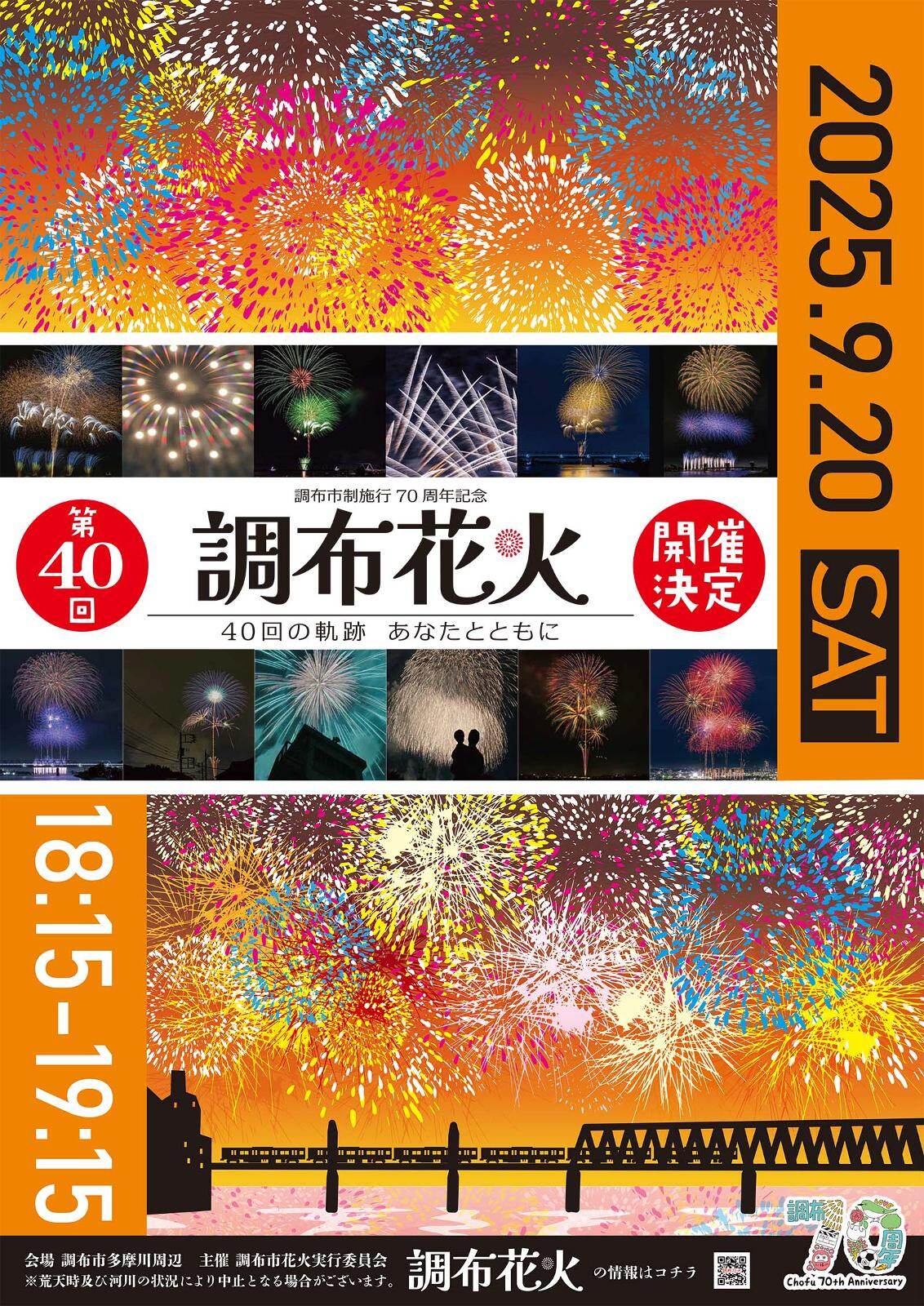 花火大会「調布花火 2025」東京・調布市の多摩川周辺で開催、約1万発の花火が夜空を彩る｜写真1