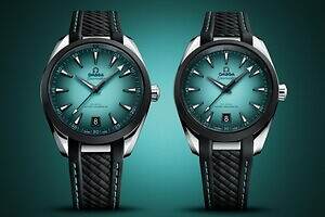 オメガ腕時計「シーマスター アクアテラ」“海着想”ターコイズ文字盤＆ブラックベゼル