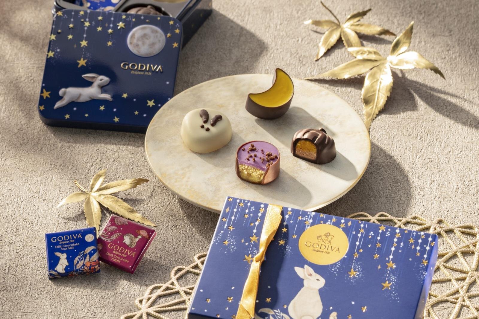 ゴディバ"白ウサギ型やスイーツポテト風”のお月見チョコレート、秋の満月見上げるうさぎボックスで