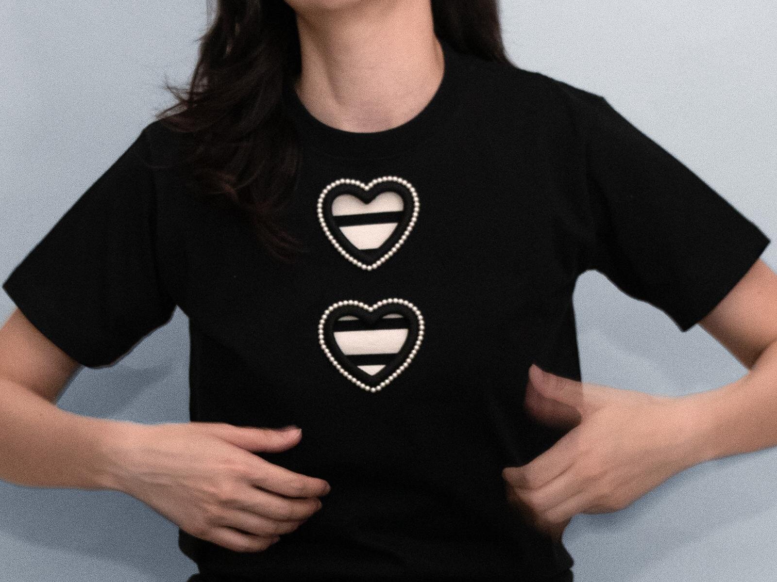 キワンダキワンダ“ハート刺繍”オーダーTシャツ＆スウェットが銀座で、フリルとパールのオプションも｜写真5