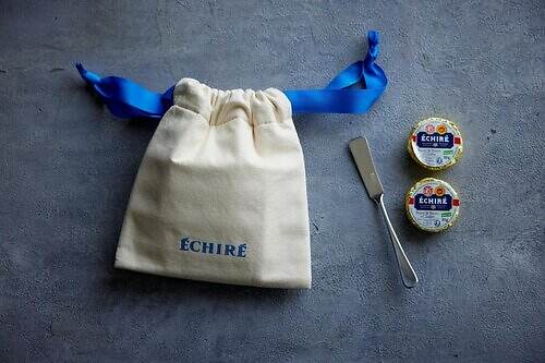 発酵バター「エシレ」を味わう限定セット、“青リボンの巾着入り”ミニバター＆バターナイフ