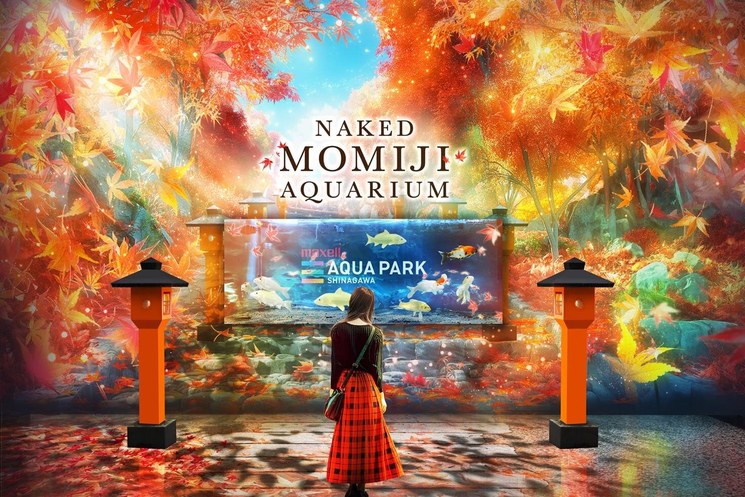 マクセル アクアパーク品川“紅葉アート”の秋イベント、紅のクラゲ水槽＆新演出イルカショー