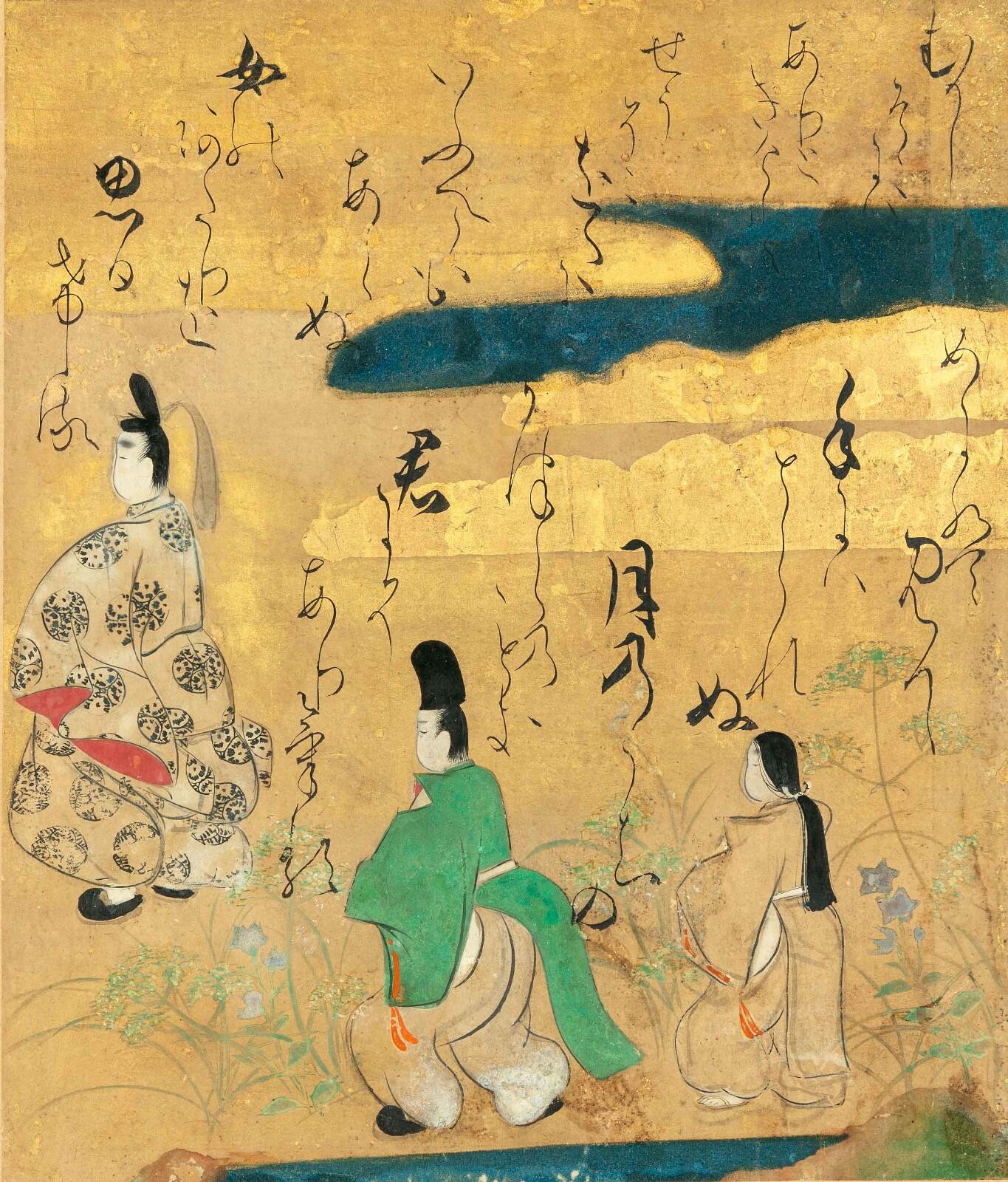 伝俵屋宗達筆 《伊勢物語図色紙(七十三段月のうちの桂)》 個人蔵