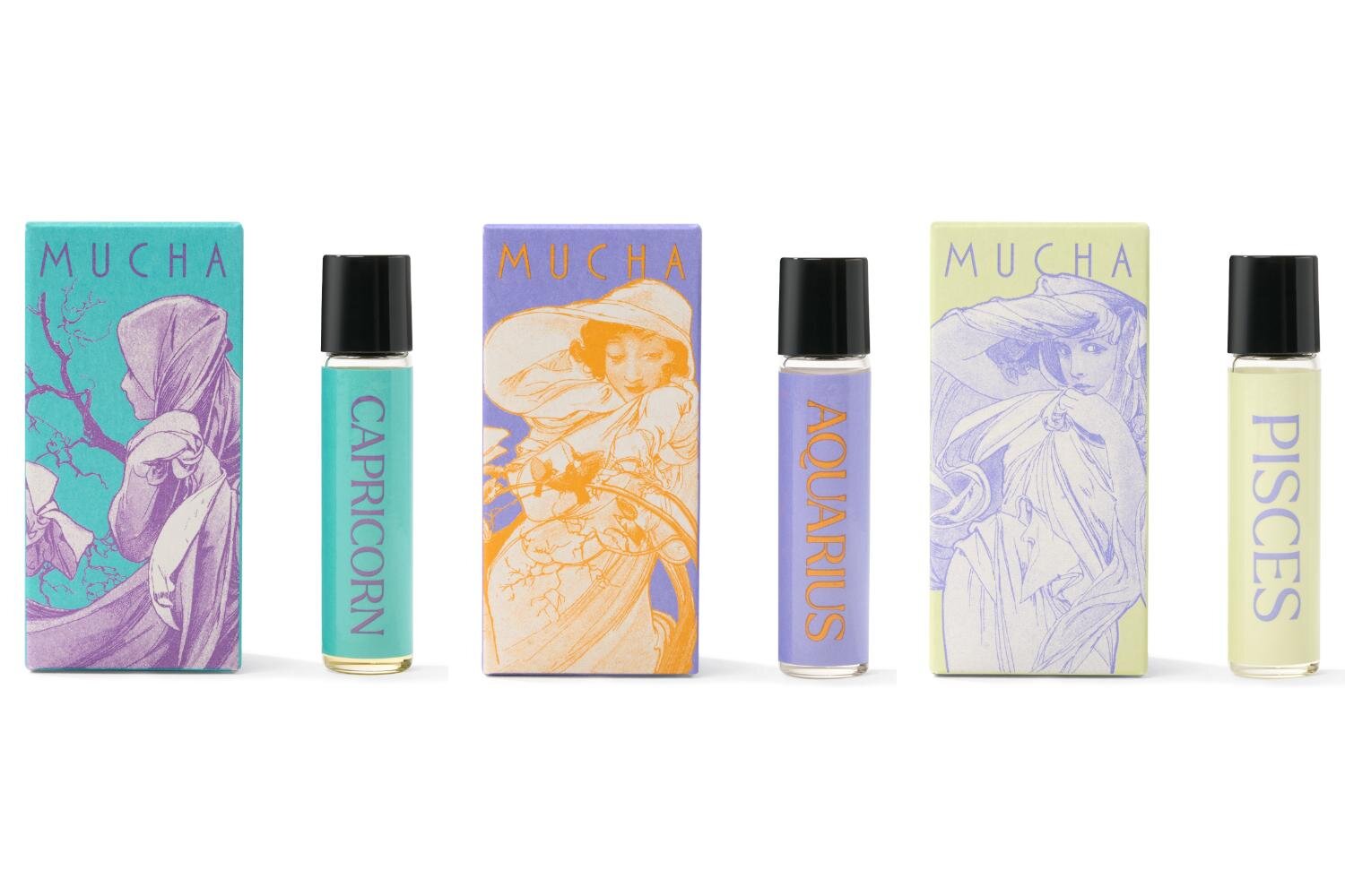 ミュシャ財団公式ブランド「12星座」着想お守りフレグランスオイル、カラフルパケのロールオンタイプ｜写真4