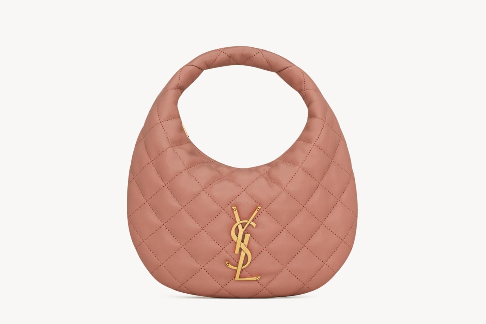 サンローランのミニバッグ「イカリーノ」くすみピンクやモスグリーンのキルティングレザー