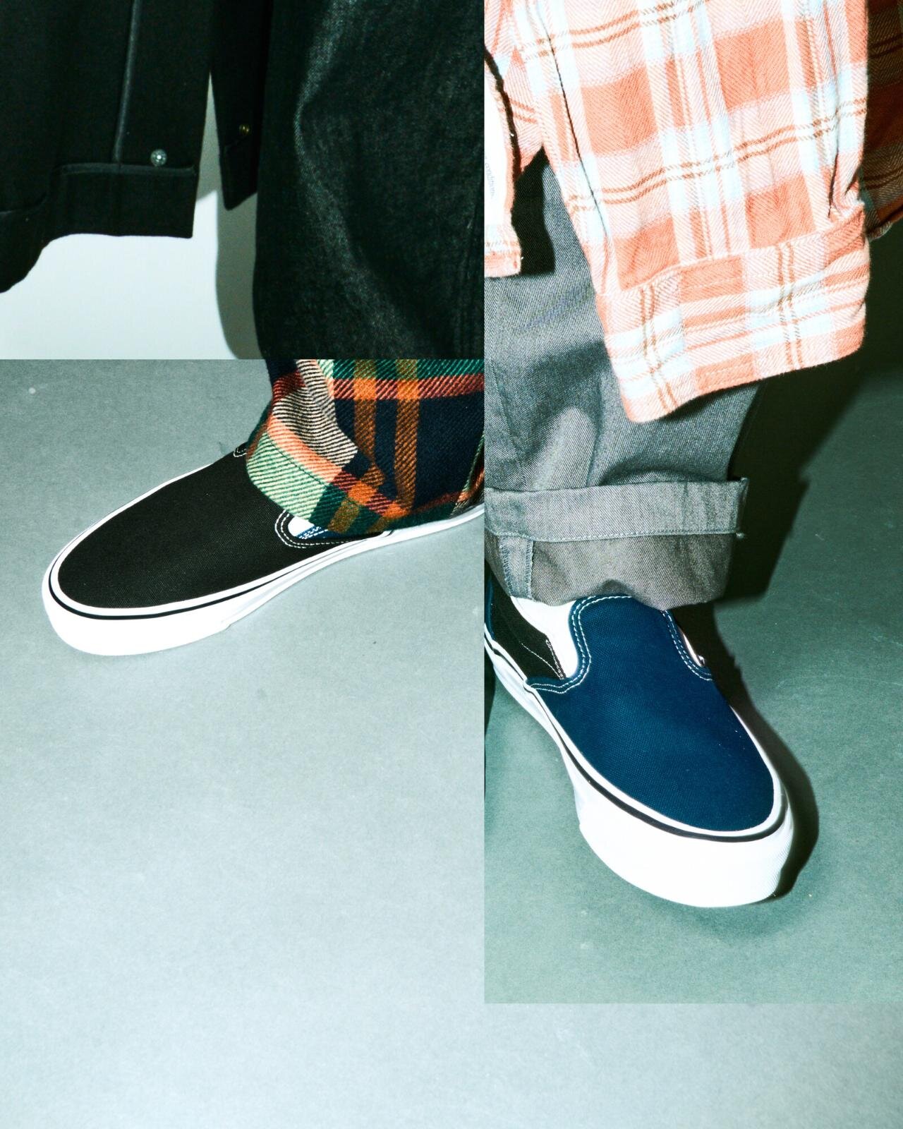 Vans×エンジニアド ガーメンツのスニーカー、切り替え配色のアシンメトリースリッポン｜写真6