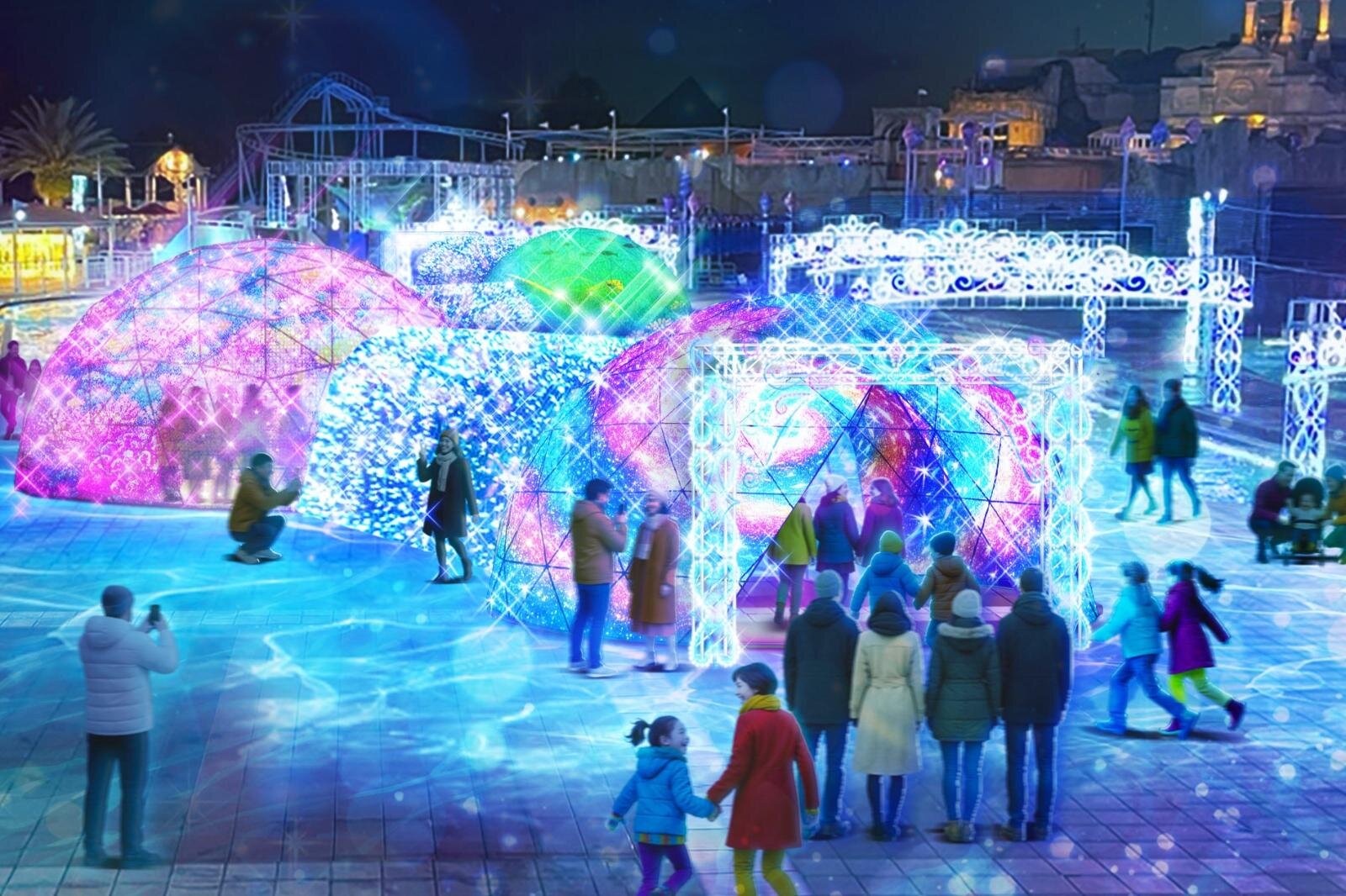ラグーナテンボス25年イルミネーション、“海に没入”輝くドーム＆クリスマスマーケットも