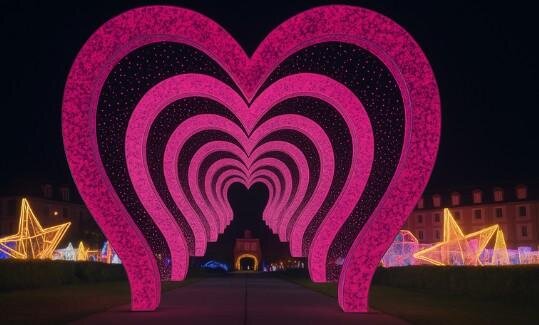 光の祭典「神戸イルミナージュ」ピンクに輝く宮殿イルミネーション&ハート型トンネル|写真7