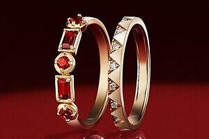 ヴァンドーム青山「煌めきのサーカス」テーマのジュエリー、幾何学ガーネット輝くリングやネックレス