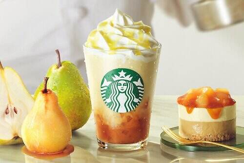 スターバックス新作「洋なし 生キャラメル フラペチーノ」‟シャキッと”洋梨×コク深キャラメルソース