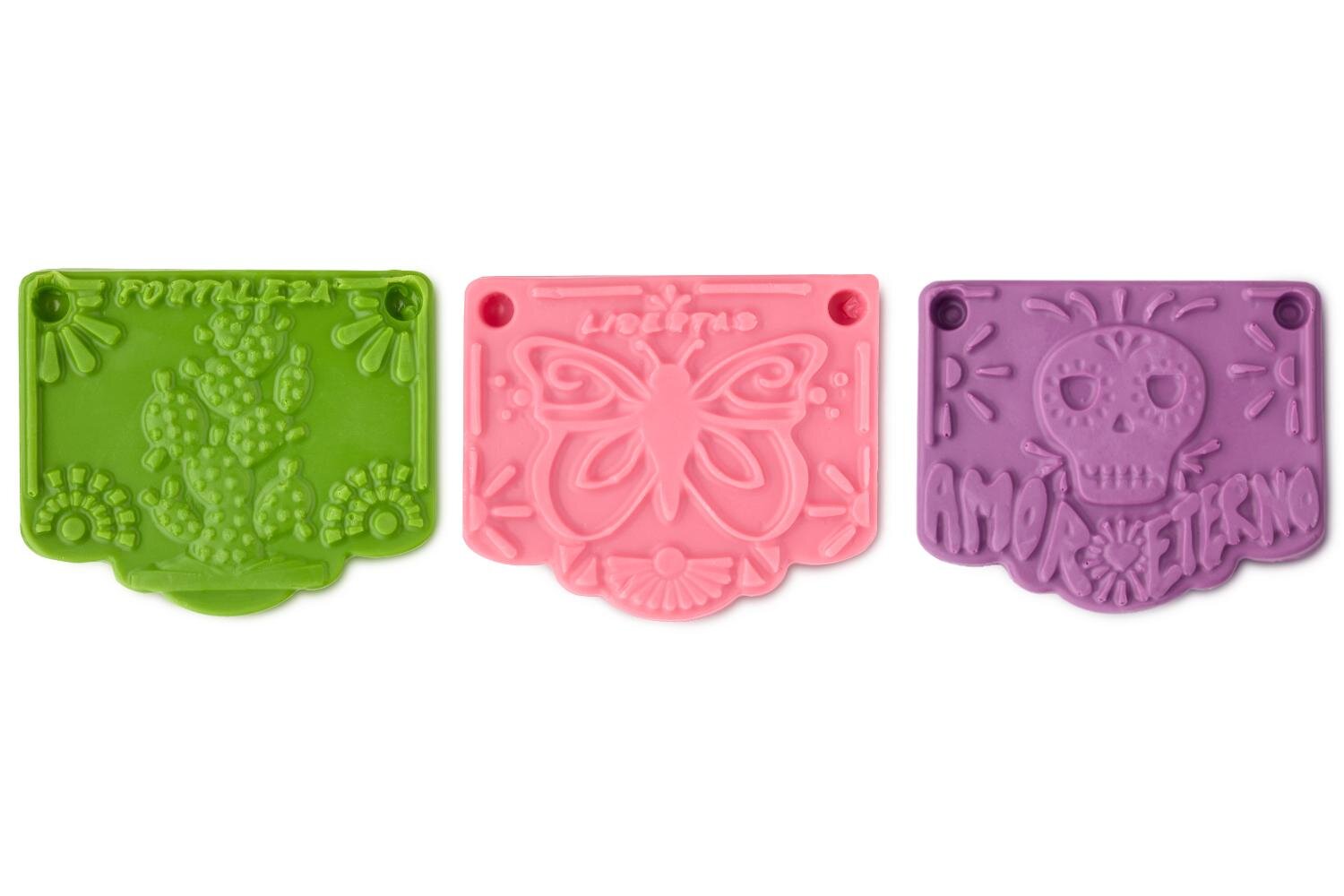 (左から)パペルピカド ヴェルデ(ソープ) 40g 970円 パペルピカド ローザ(ソープ) 40g 970円 パペルピカド モラド(ソープ) 40g 970円