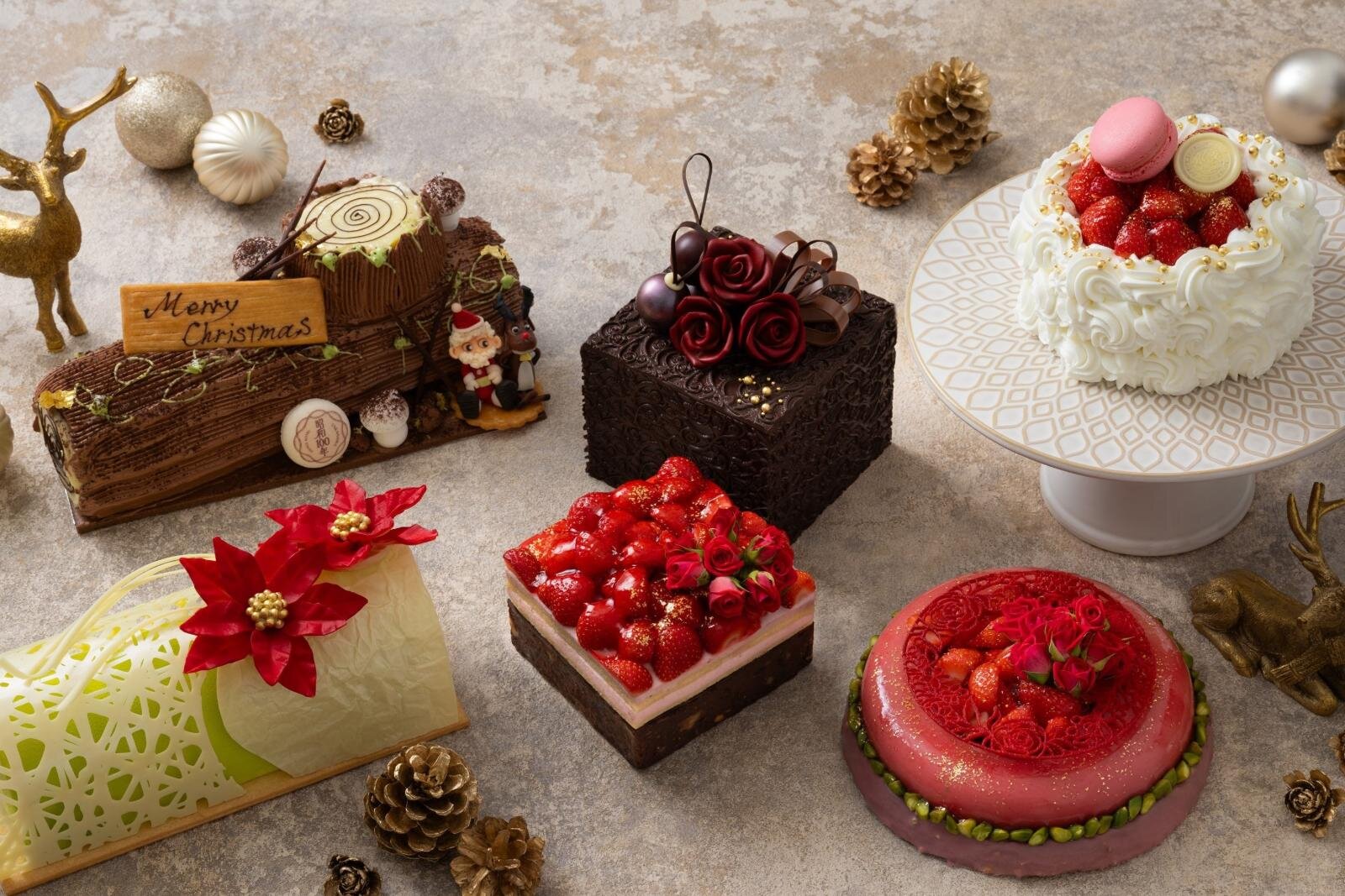 ビスキュイ｜グランドプリンスホテル新高輪"プレゼントボックス"風＆苺とバラが彩るクリスマスケーキ