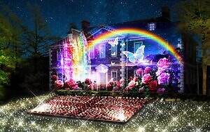 静岡・伊豆最大級のイルミネーション、洋館に映る大迫力プロジェクションマッピング＆虹色に輝く滝｜写真8