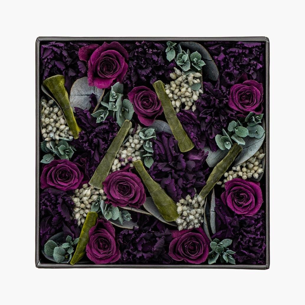 プリザーブドフラワーボックス ジャーニー ブラック S(11×11×H9cm) 19,800円