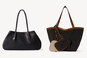 ザ・ロウ、幾何学フォルムのレザーショルダーバッグ＆“レザートリム”のキャンバストートバッグ