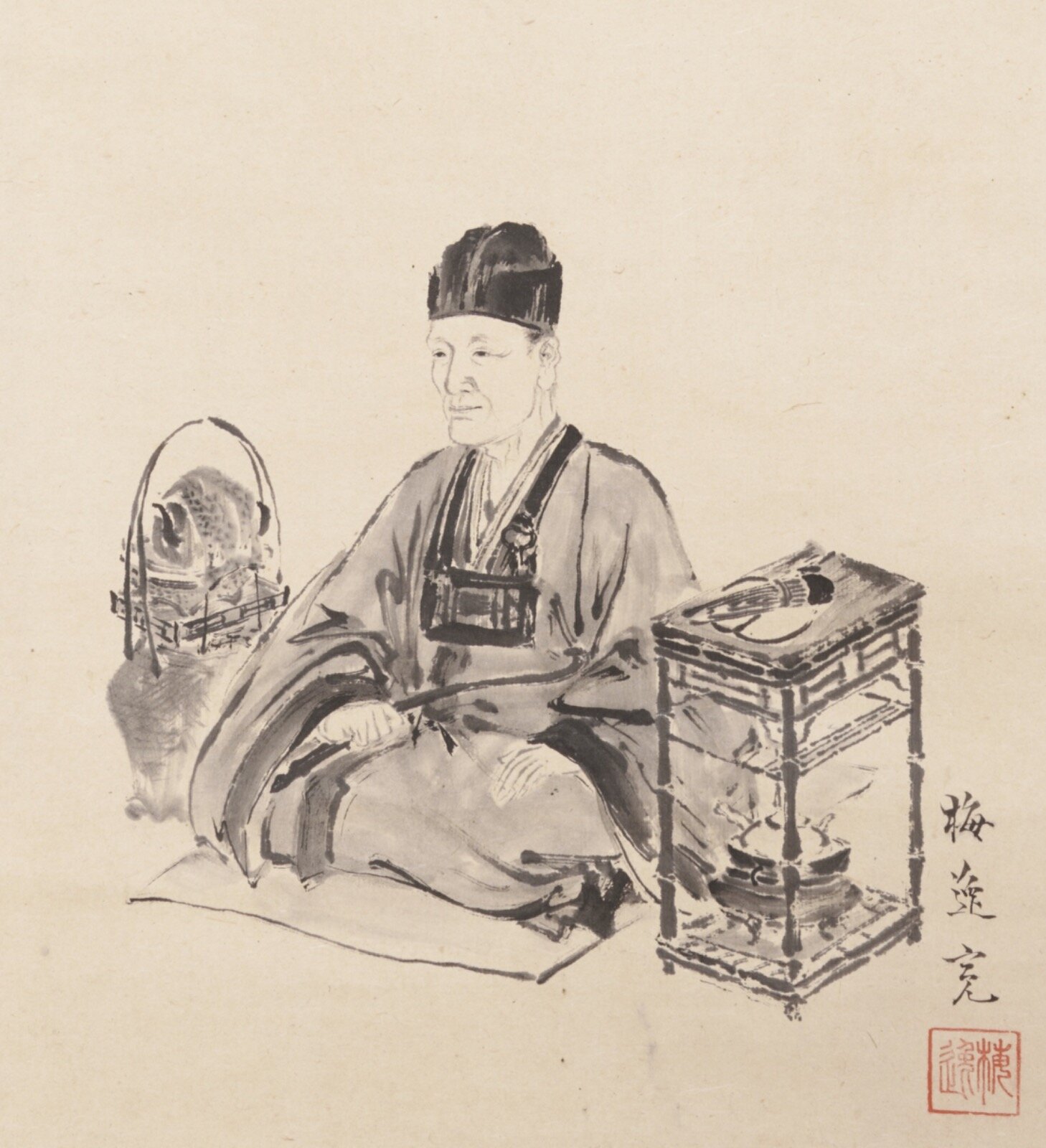 山本梅逸筆、璞巌禅師賛 《田中鶴翁像》 大阪市立美術館寄託品