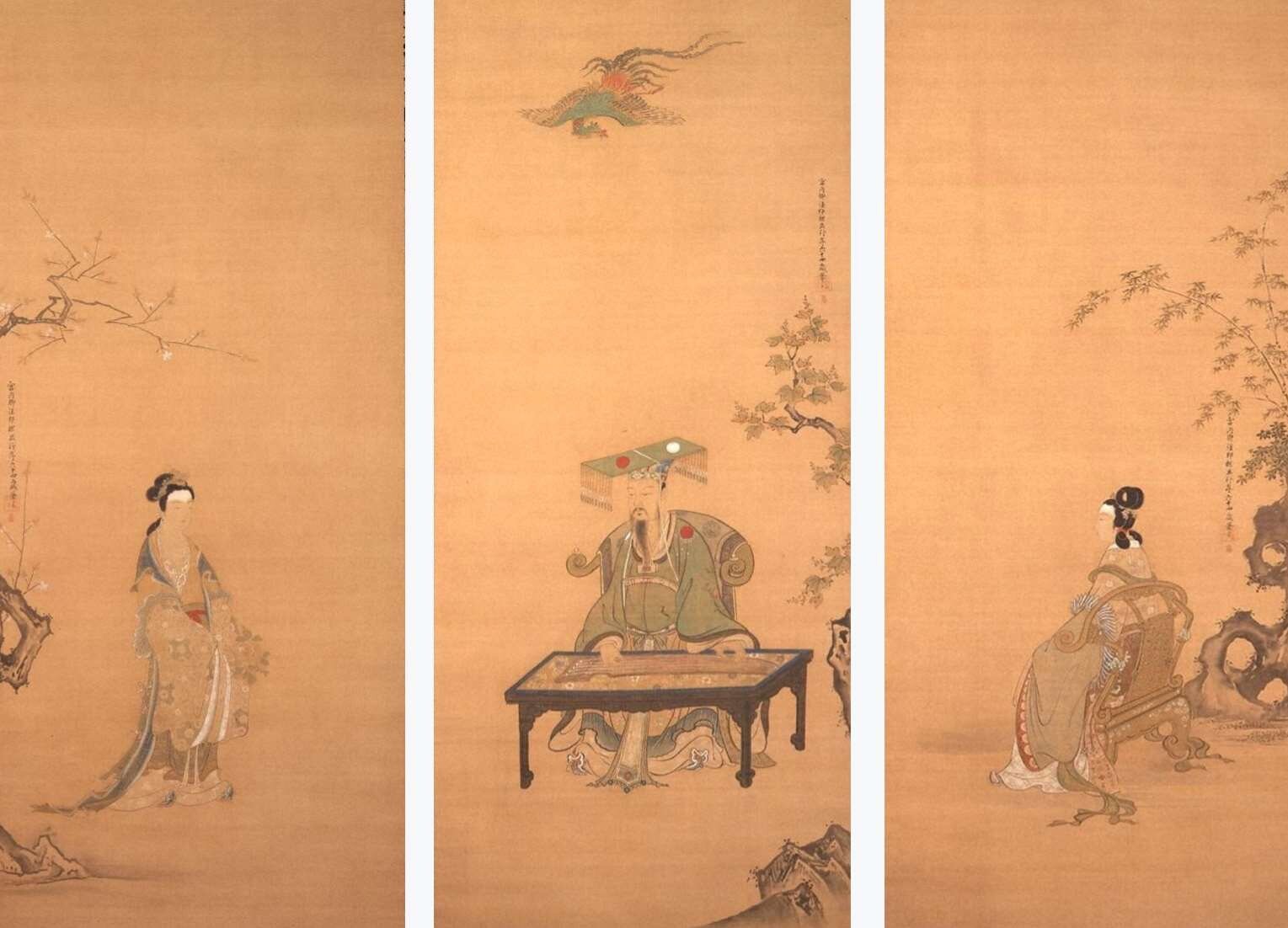 狩野探幽 《舜王・娥皇・女英図》(部分) 江戸時代 寛文5年(1665年) 岡田美術館蔵