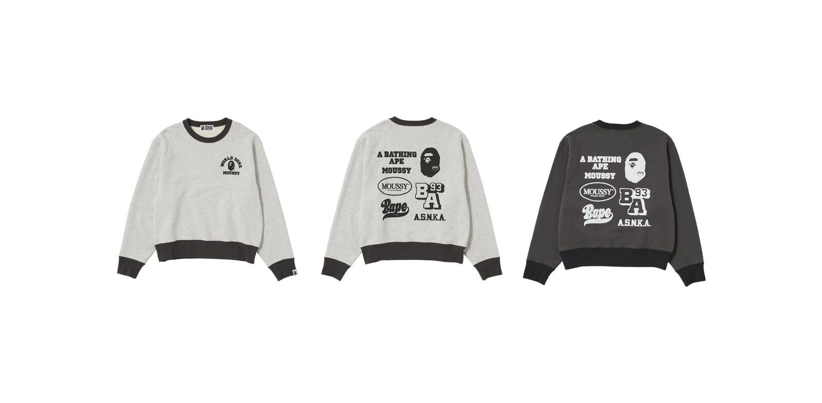 A BATHING APE MOUSSYコラボTシャツ ホワイト マウジー×ア ベイシング エイプ「エイプ ヘッド」配したTシャツ