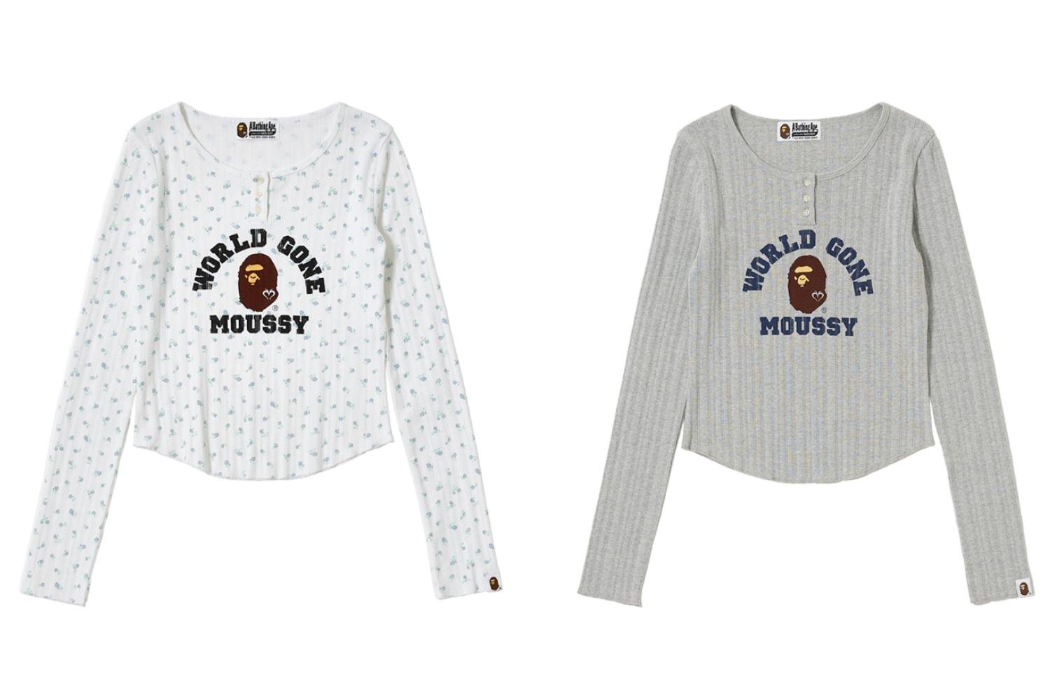 moussy APE コラボTシャツ A BATHING APE MOUSSYコラボTシャツ ホワイト - メルカリ