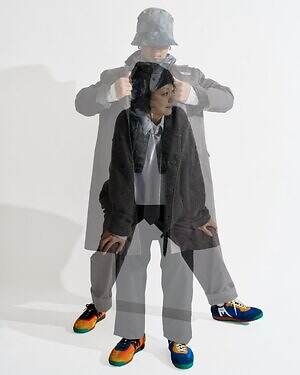 エンジニアド ガーメンツ×カルフ“左右非対称”カラーブロックスニーカー、クロスカントリースキーに着想｜写真11