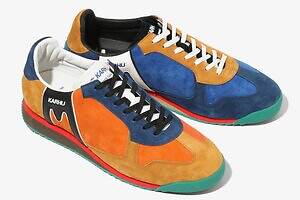 エンジニアド ガーメンツ×カルフ“左右非対称”カラーブロックスニーカー、クロスカントリースキーに着想