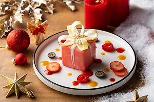 キンプトン新宿東京のクリスマススイーツ、ラズベリーとピスタチオのサンタ風クロッフル＆ツリーマカロン｜写真4