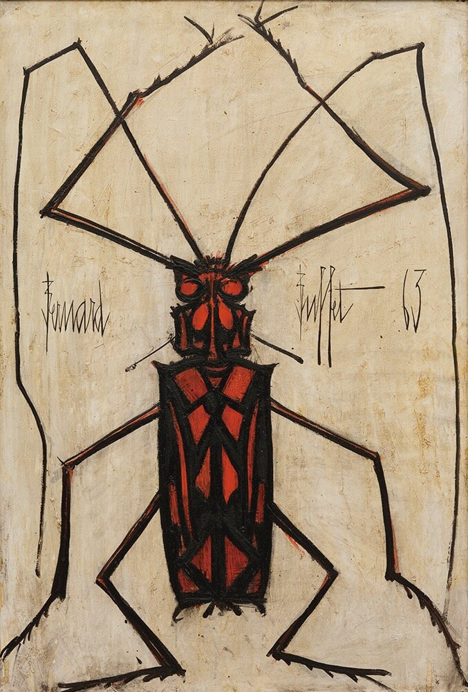 ベルナール・ビュフェ 《博物館：赤いカミキリムシ》 1963年 油彩／キャンバス 静岡新聞社蔵 © Bernard Buﬀet Estate