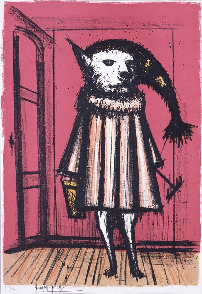 ベルナール・ビュフェ「私のサーカス」より《学者犬》1968年 リトグラフ／紙、ベルナール・ビュフェ美術館蔵 © Bernard Buﬀet Estate