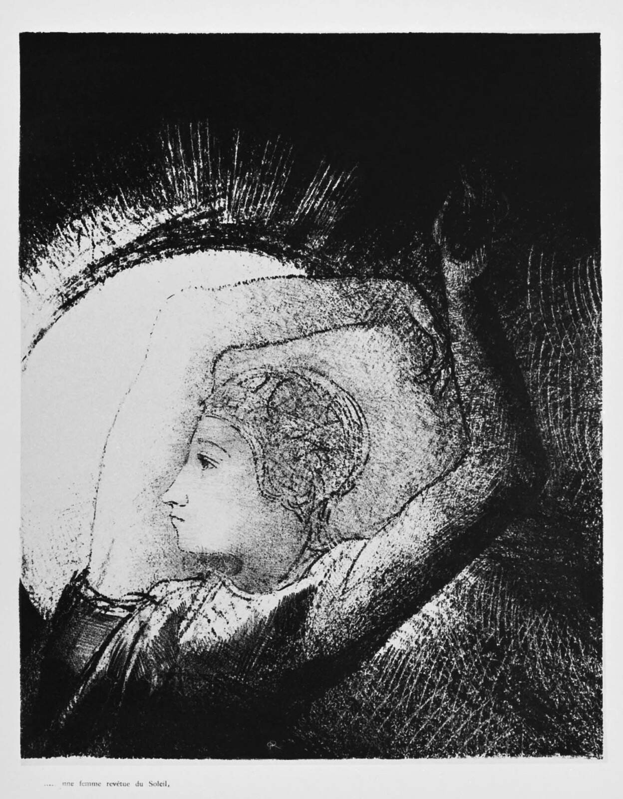 オディロン・ルドン 《…日を着たる女ありて》(石版画集『ヨハネ示録』6) 1899年 国立西洋美術館