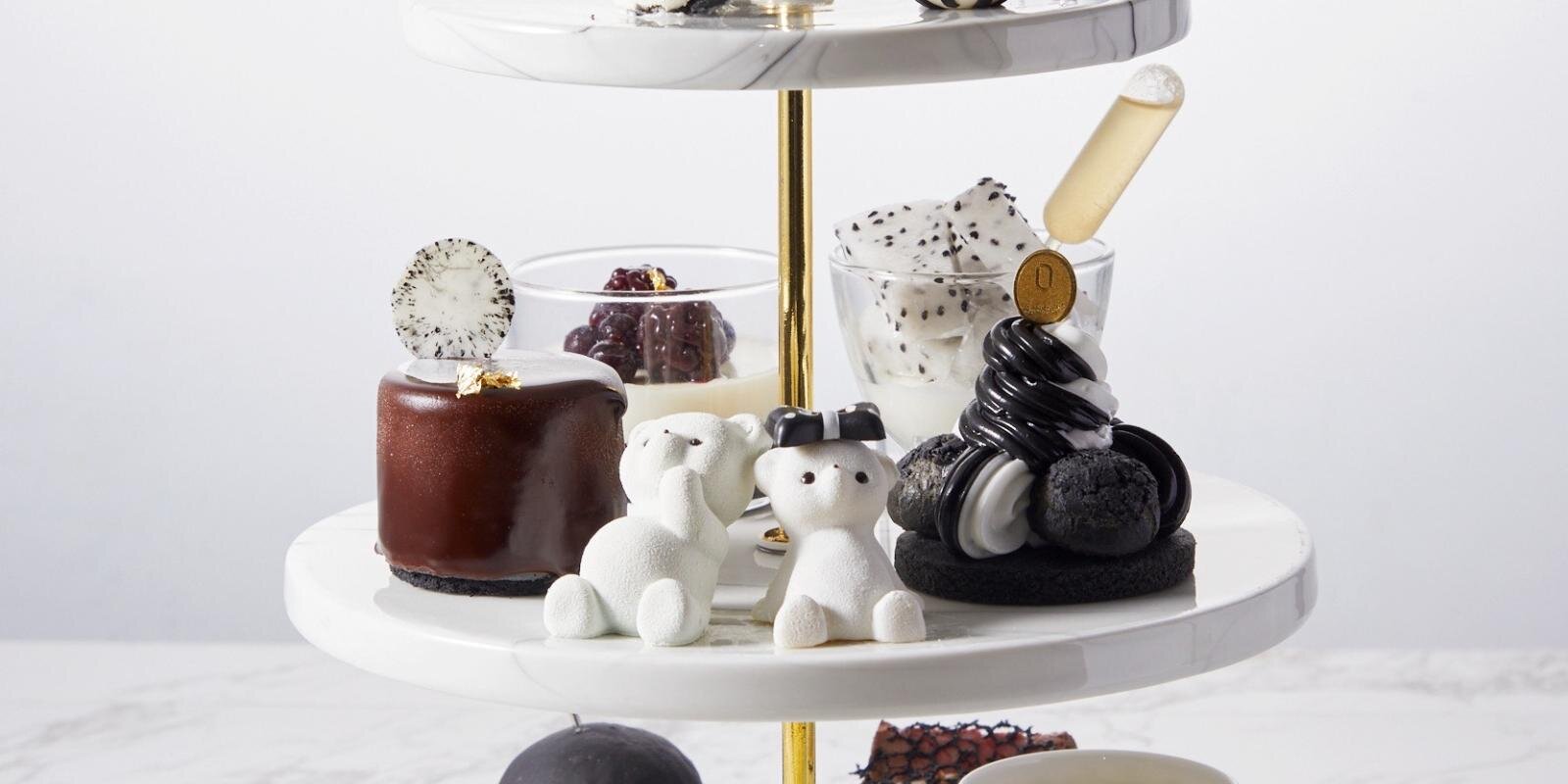 ルワンジュ東京「モノトーン」アフタヌーンティー、純白テディベア＆黒ごまパンナコッタなど白黒スイーツ｜写真2
